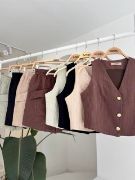 Mini Yelekli Şortlu Keten Takım 10176-08 resmi
